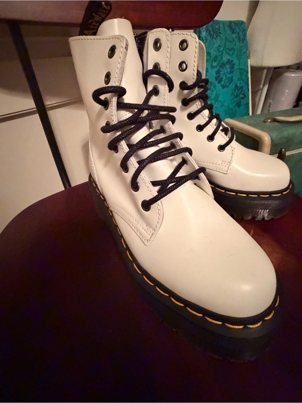 Dr. Martens Jadon White Platform Combat Boots W6